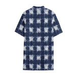 Shibori Grid Pattern Print Cotton Hawaiian Shirt