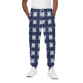 Shibori Grid Pattern Print Cotton Sweatpants