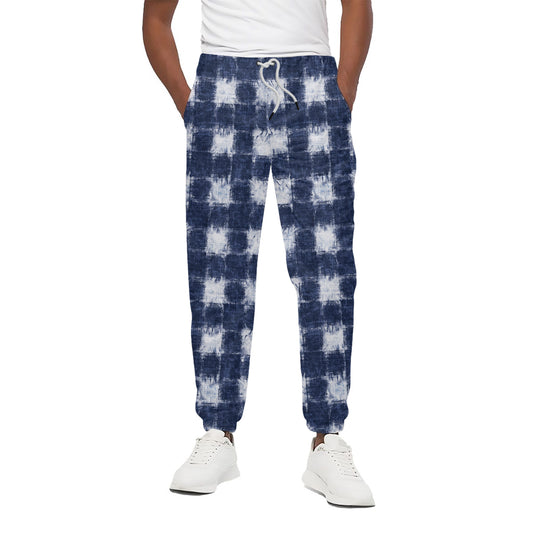 Shibori Grid Pattern Print Cotton Pants