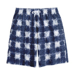 Shibori Grid Pattern Print Cotton Shorts