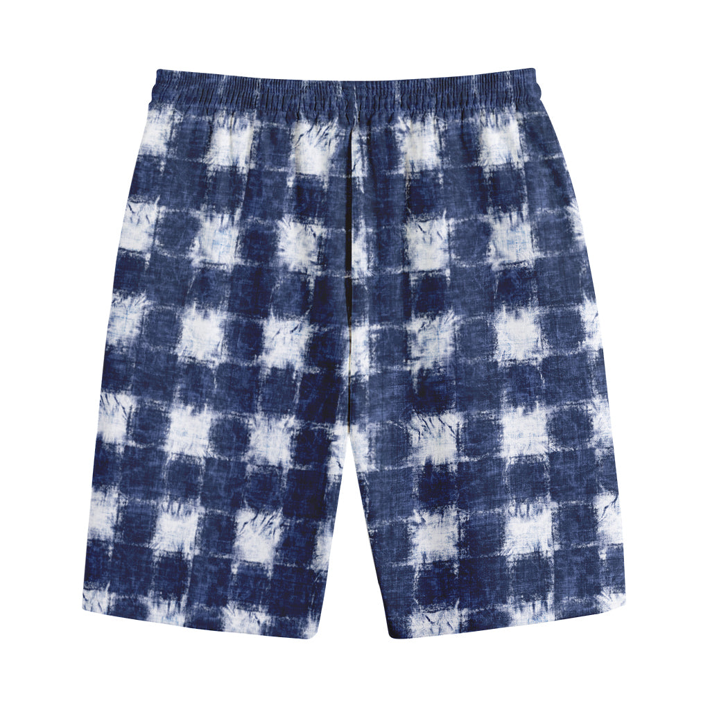 Shibori Grid Pattern Print Cotton Shorts