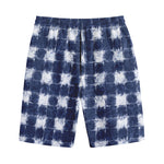 Shibori Grid Pattern Print Cotton Shorts