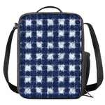 Shibori Grid Pattern Print Crossbody Lunch Bag