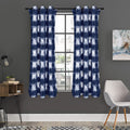 Shibori Grid Pattern Print Grommet Curtain Panels
