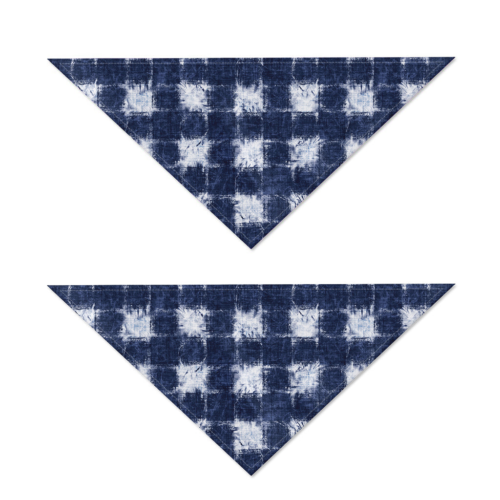 Shibori Grid Pattern Print Dog Bandana
