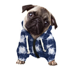 Shibori Grid Pattern Print Dog Zip Up Hoodie