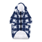 Shibori Grid Pattern Print Dog Zip Up Hoodie