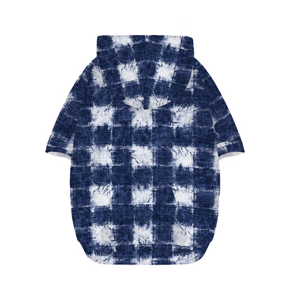 Shibori Grid Pattern Print Dog Zip Up Hoodie