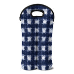 Shibori Grid Pattern Print Double Neoprene Wine Tote