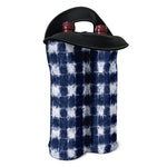 Shibori Grid Pattern Print Double Neoprene Wine Tote