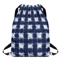 Shibori Grid Pattern Print Drawstring Backpack