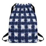 Shibori Grid Pattern Print Drawstring Backpack