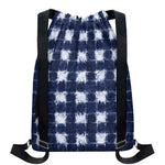 Shibori Grid Pattern Print Drawstring Backpack