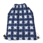 Shibori Grid Pattern Print Drawstring Bag