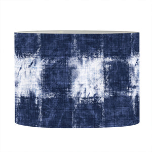 Shibori Grid Pattern Print Drum Lamp Shade