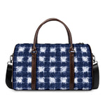 Shibori Grid Pattern Print Duffle Bag