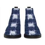 Shibori Grid Pattern Print Flat Ankle Boots