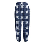 Shibori Grid Pattern Print Fleece Lined Knit Pants