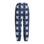 Shibori Grid Pattern Print Fleece Lined Knit Pants