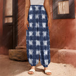 Shibori Grid Pattern Print Harem Pants