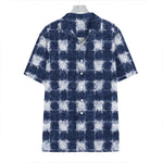 Shibori Grid Pattern Print Hawaiian Shirt