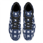Shibori Grid Pattern Print High Top Leather Sneakers
