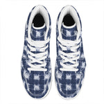 Shibori Grid Pattern Print High Top Leather Sneakers