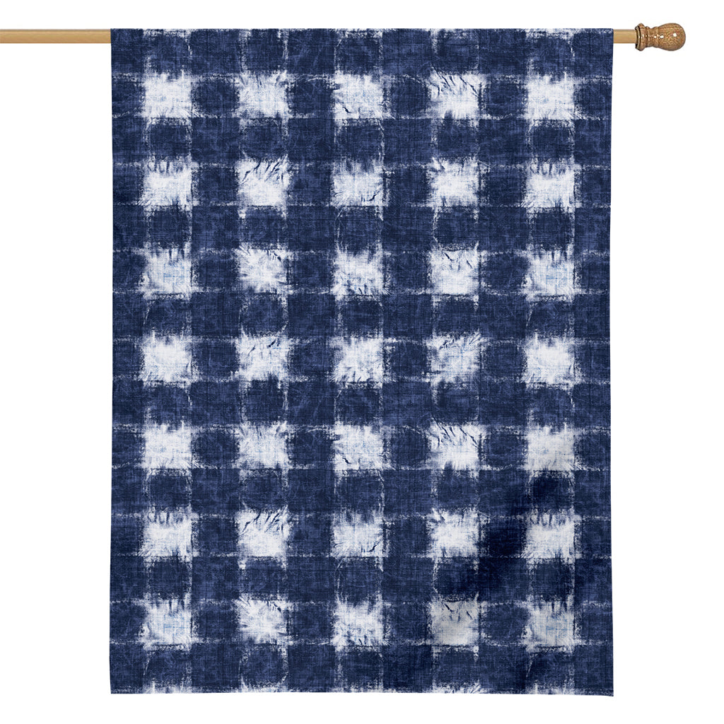 Shibori Grid Pattern Print House Flag