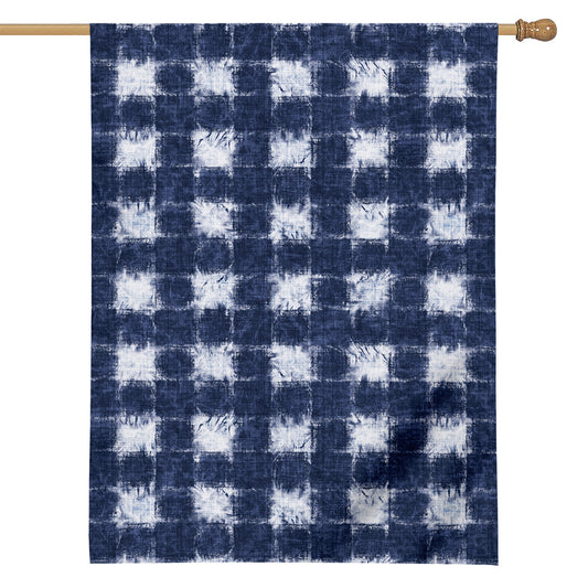 Shibori Grid Pattern Print House Flag