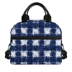 Shibori Grid Pattern Print Insulated Lunch Bag