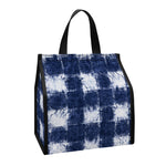 Shibori Grid Pattern Print Insulated Lunch Tote