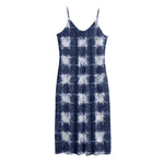 Shibori Grid Pattern Print Jersey Midi Cami Dress