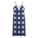 Shibori Grid Pattern Print Jersey Midi Cami Dress