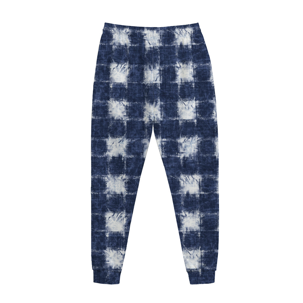 Shibori Grid Pattern Print Jogger Pants