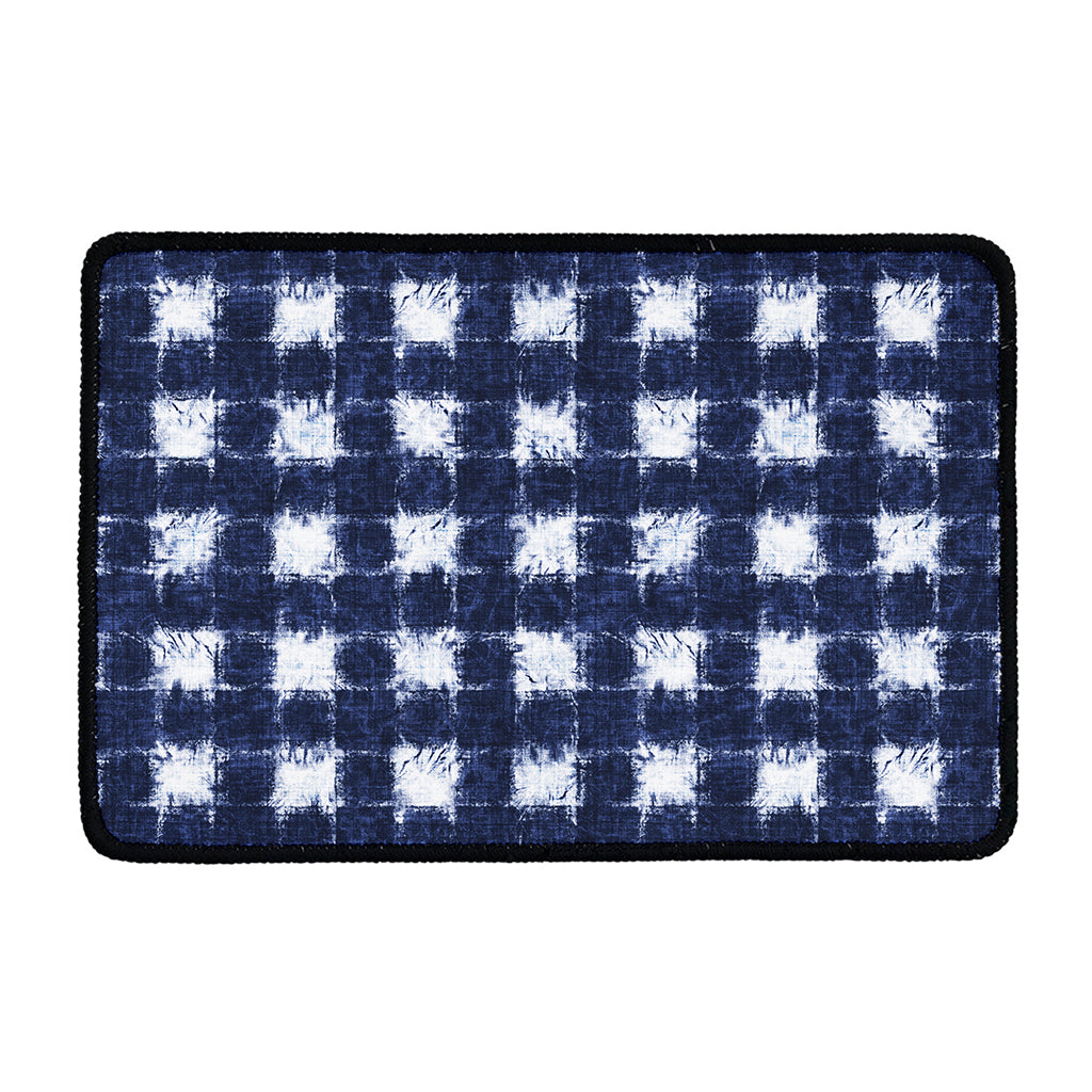 Shibori Grid Pattern Print Kitchen Mat