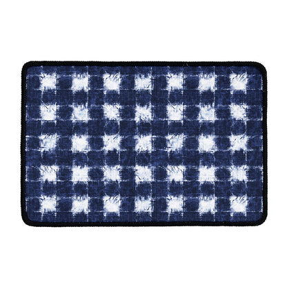Shibori Grid Pattern Print Kitchen Mat