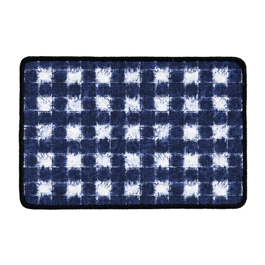 Shibori Grid Pattern Print Kitchen Mat