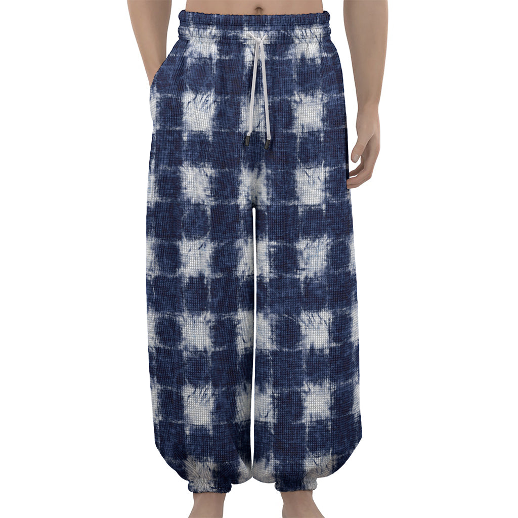 Shibori Grid Pattern Print Lantern Pants
