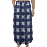 Shibori Grid Pattern Print Lantern Pants