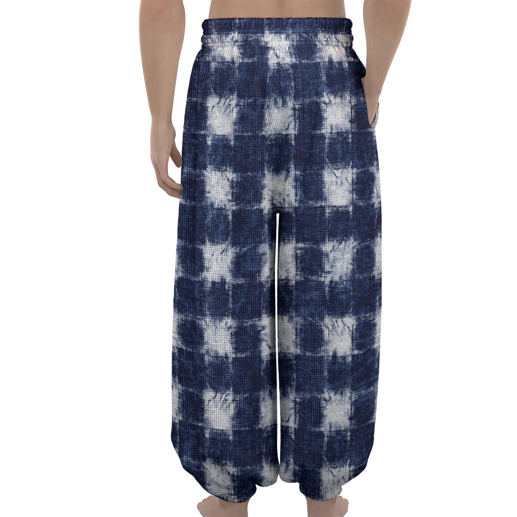 Shibori Grid Pattern Print Lantern Pants