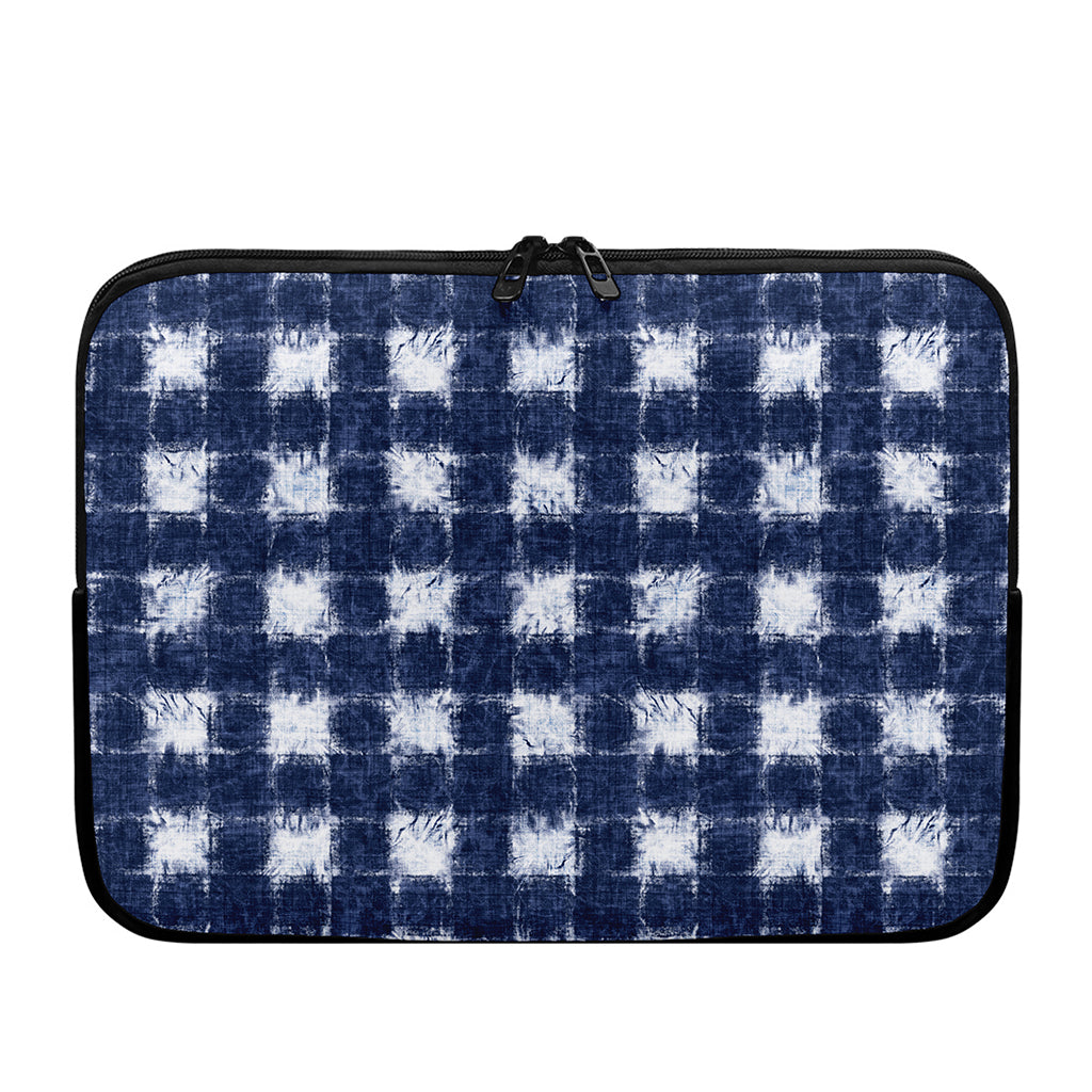 Shibori Grid Pattern Print Laptop Sleeve