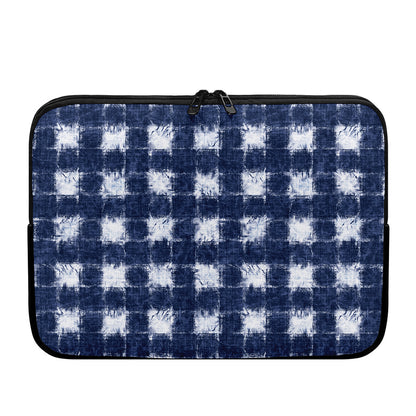 Shibori Grid Pattern Print Laptop Sleeve