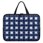 Shibori Grid Pattern Print Laptop Sleeve With Handle