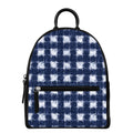 Shibori Grid Pattern Print Leather Backpack