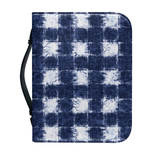 Shibori Grid Pattern Print Leather Bible Cover
