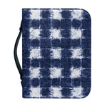 Shibori Grid Pattern Print Leather Bible Cover