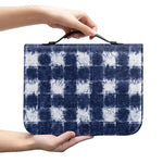 Shibori Grid Pattern Print Leather Bible Cover