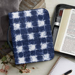Shibori Grid Pattern Print Leather Bible Cover
