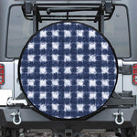 Shibori Grid Pattern Print Leather Spare Tire Cover