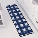 Shibori Grid Pattern Print Long Kitchen Mat